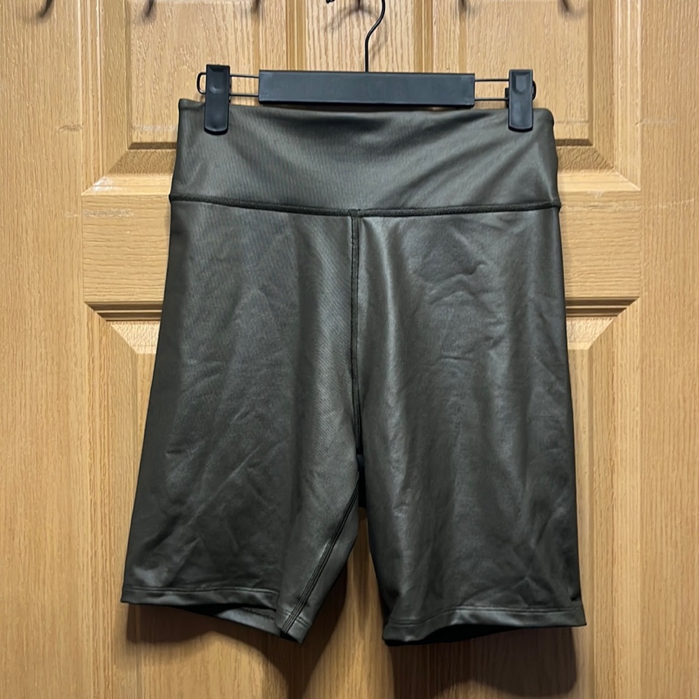 Faux leather biker shorts A&F